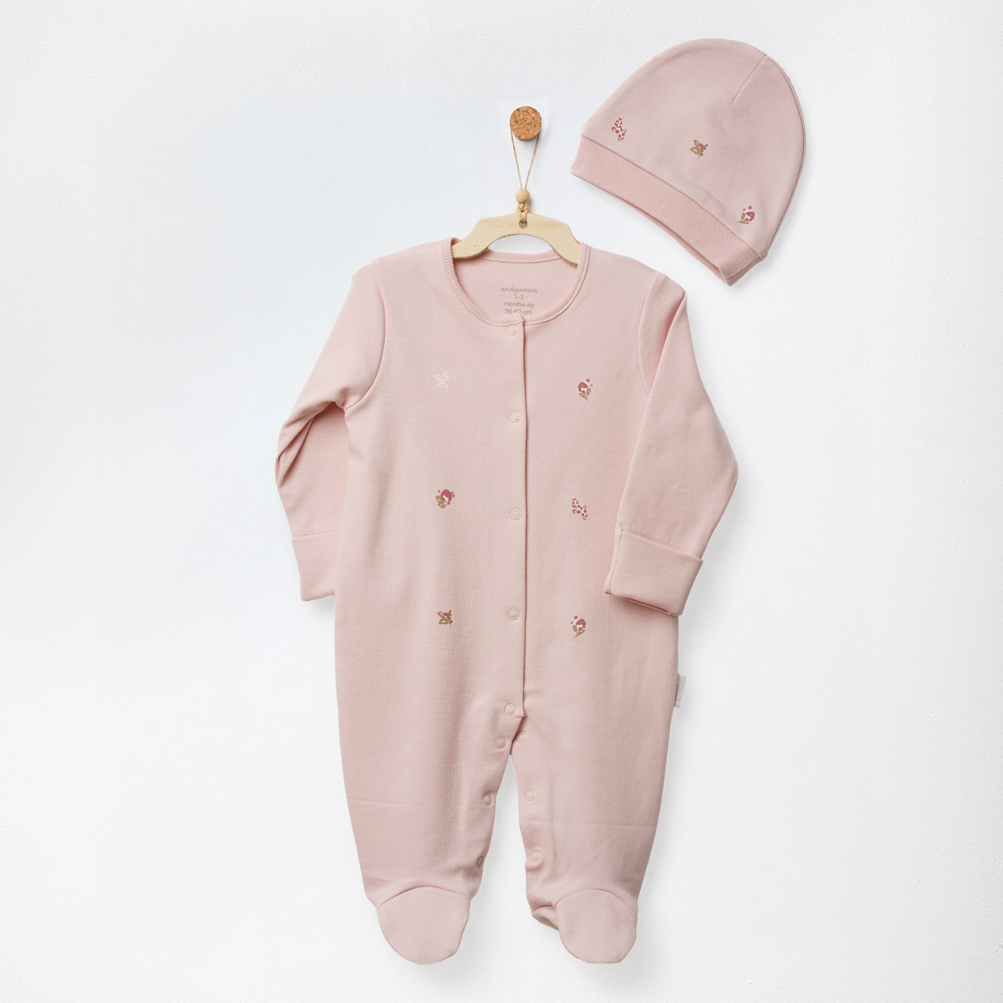ANW-AC27021Kız Bebek Tulum Takım Romper Hat Set Floral Dreams ANW-AC27021