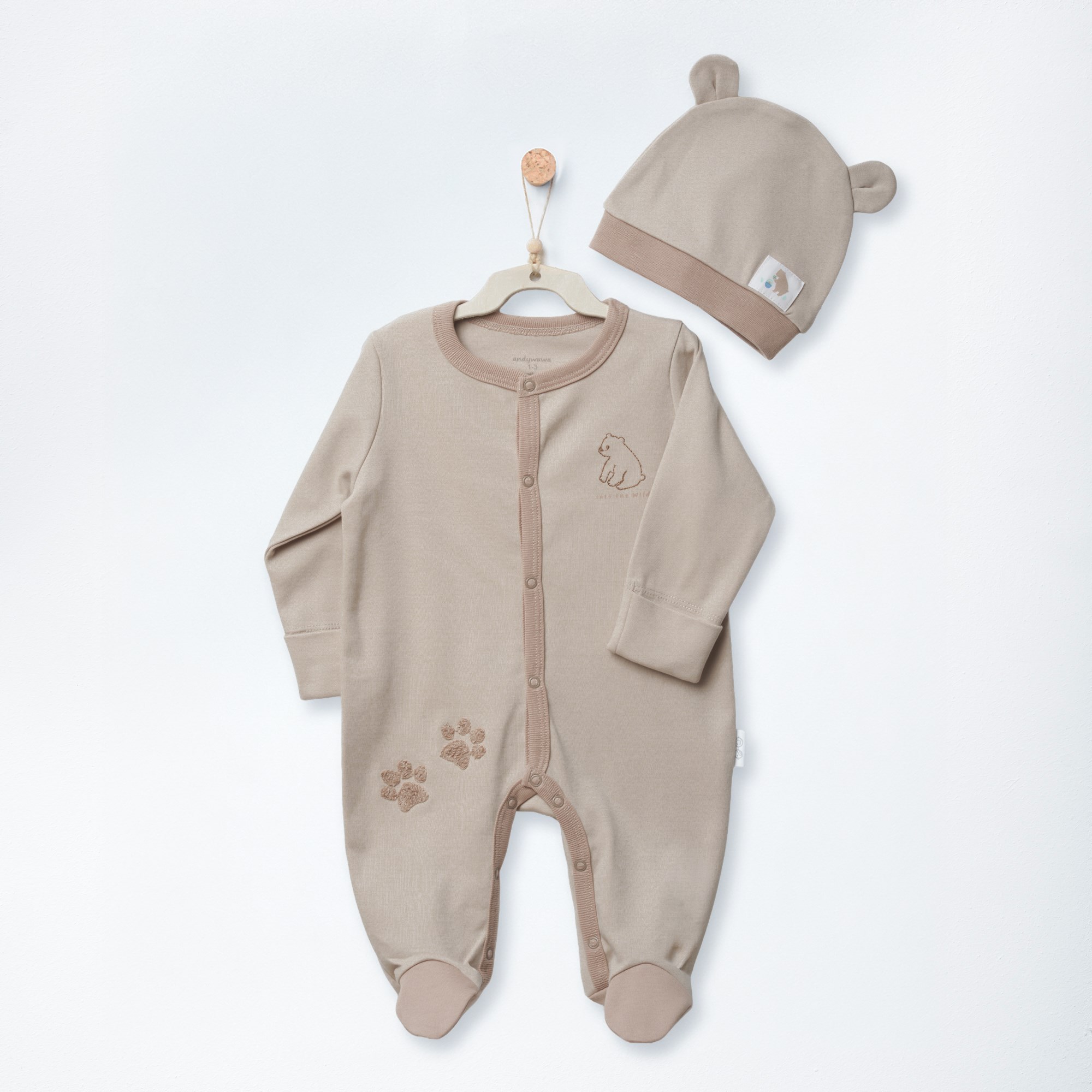 ANW-AC27033Erkek Bebek Tulum Takım Romper Hat Set Forest Nursery ANW-AC27033