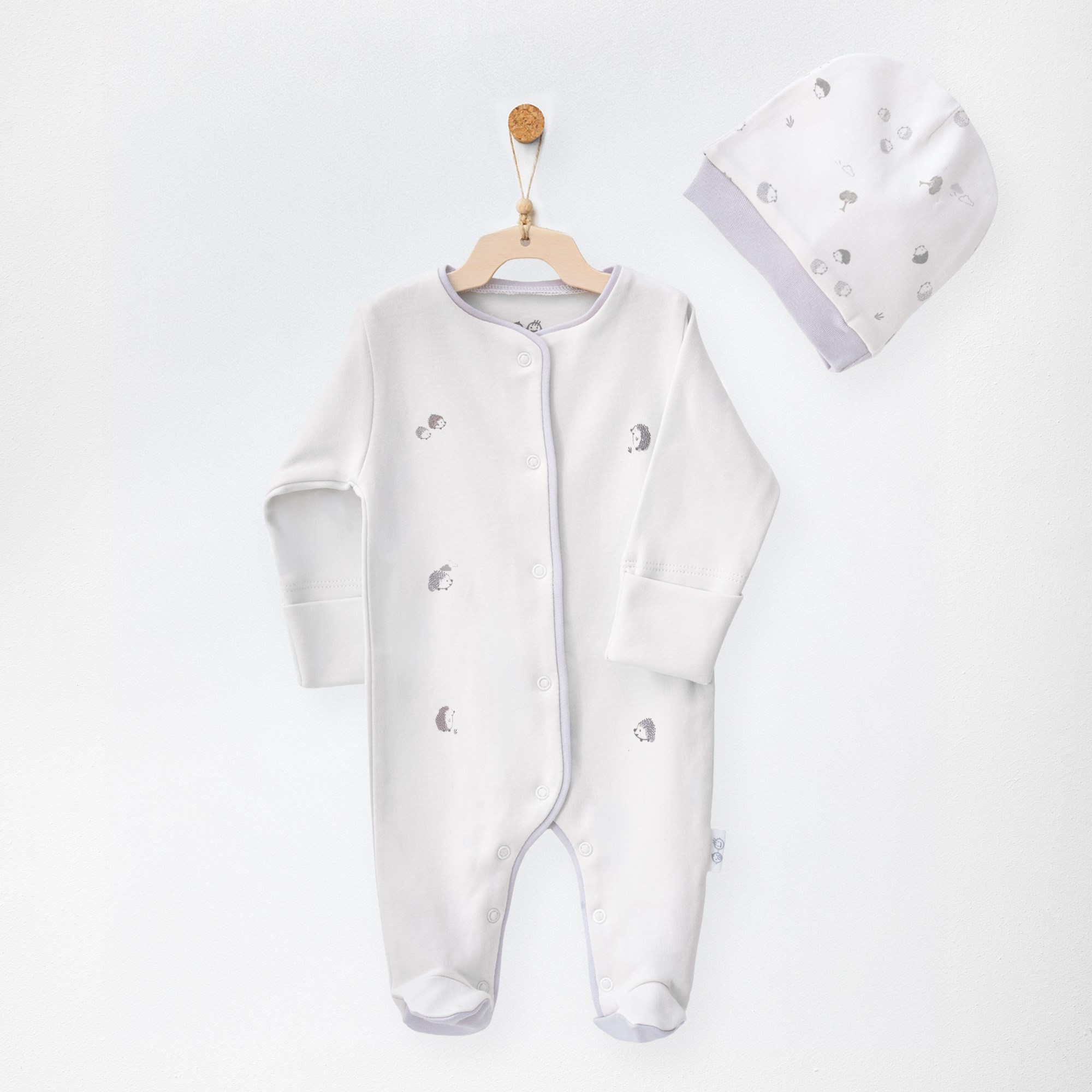 ANW-AC27057Erkek Bebek Tulum Takım Romper Hat Set Hedgegog Family ANW-AC27057