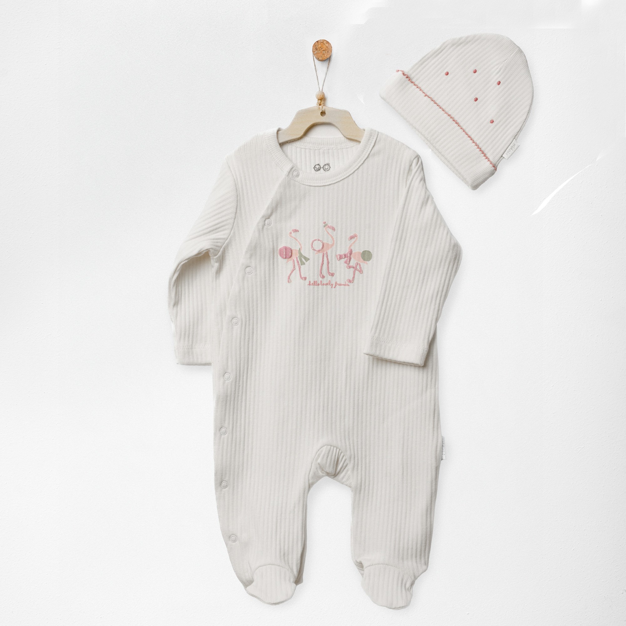 ANW-AC27214Kız Bebek Tulum Takım Romper Hat Set Lıttle And Loved ANW-AC27214