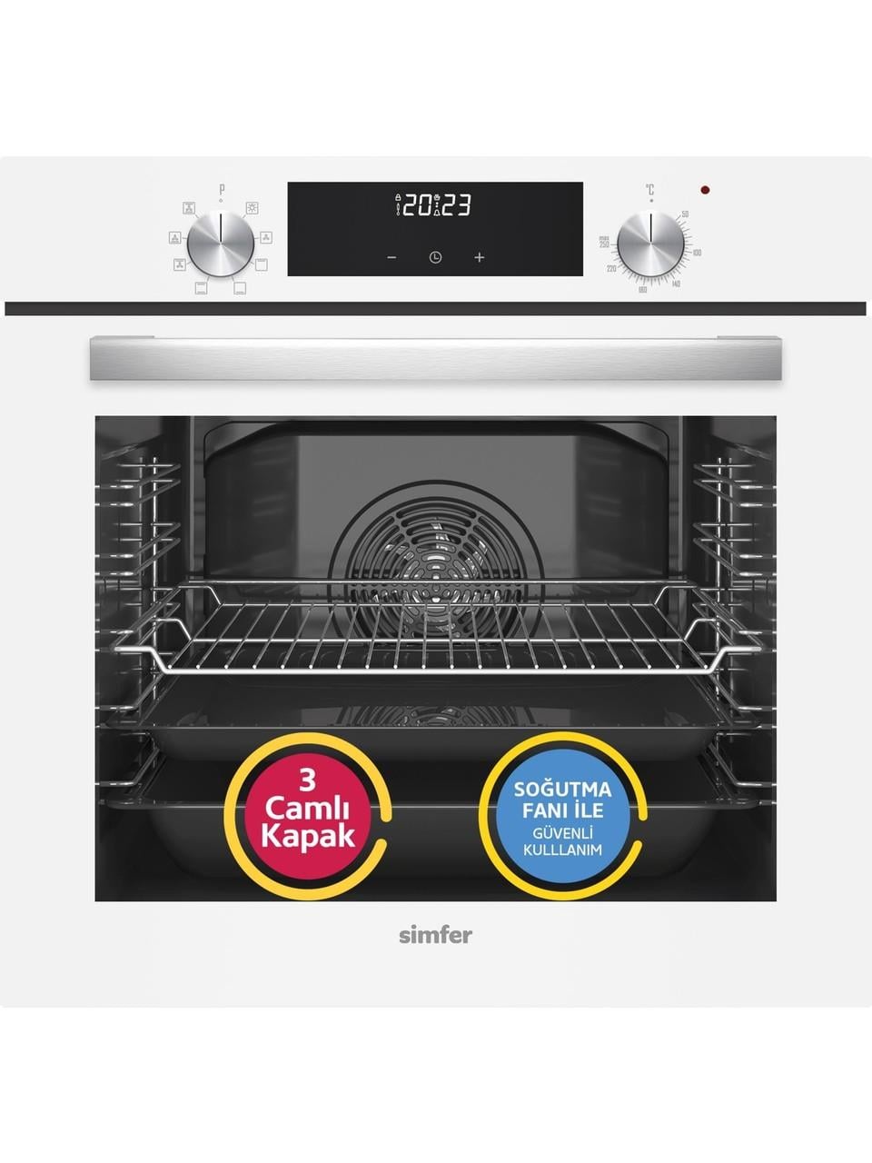 Simfer 8209 Ankastr Qs 9 Fonk Beyaz Cam Power Turbo Dij Saat