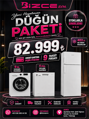 Altus 3'lü Beyaz Eşya Çeyiz Seti