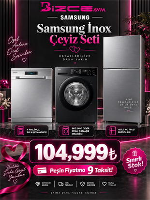 Samsung İnox Çeyiz Seti 3'lü – 465 Lt + 9 Kg + 4 Program