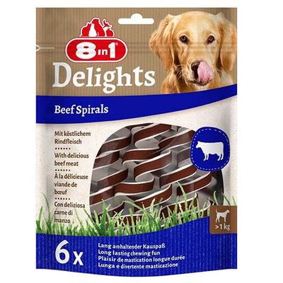 8in1 Delights Beef Spirals Biftekli Burgu Köpek Ödül Maması (6'lı) 60Gr