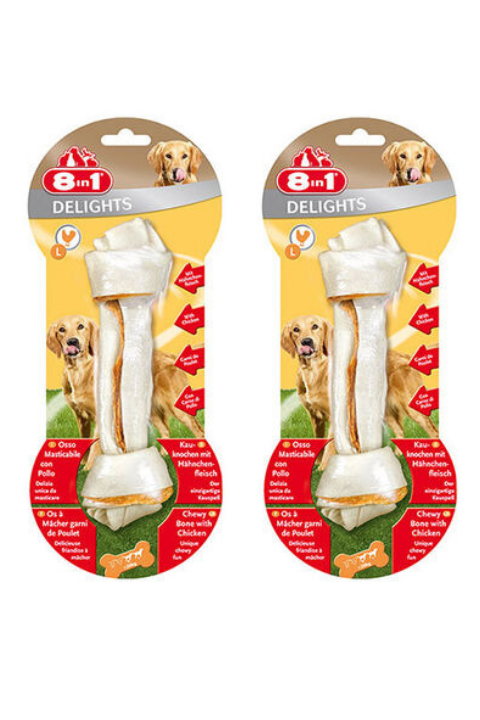 8in1 Delights Bones Tavuklu Düğümlü Köpek Ödül Kemiği (L) 85Gr X 2 Adet