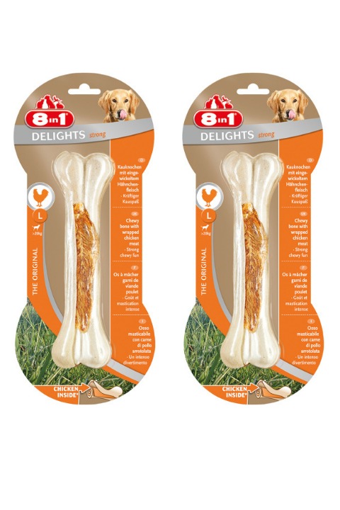 8in1 Delights Strong Tavuklu Köpek Ödül Kemiği (L) 130Gr X 2 Adet