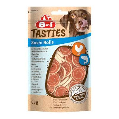 8in1 Tasties Sushi Rolls Tavuklu ve Balıklı Köpek Ödül Maması 85Gr
