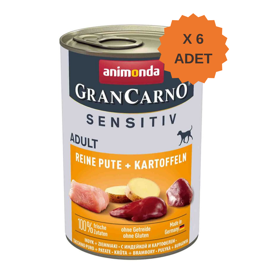 Animonda GranCarno Sensitive Hindili ve Patatesli Yetişkin Köpek Konservesi 400Gr X 6 Adet