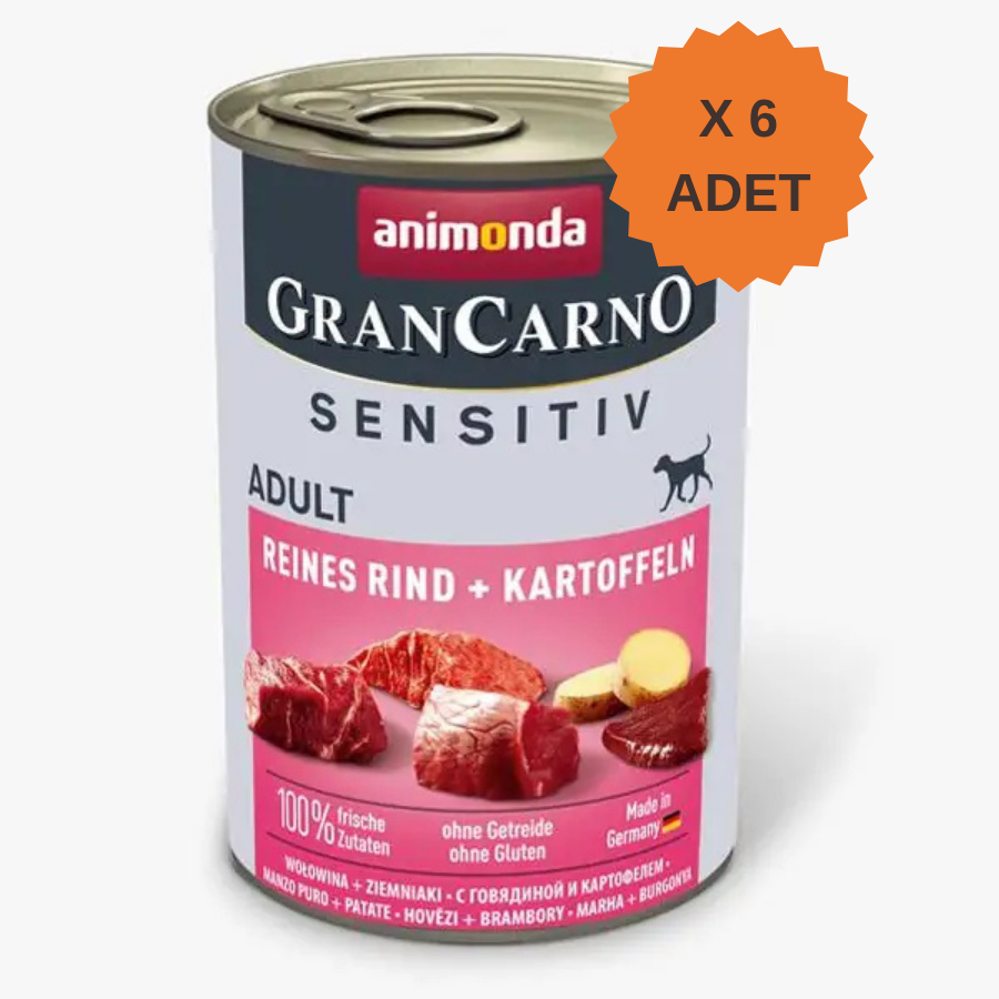 Animonda GranCarno Sensitive Sığırlı ve Patatesli Yetişkin Köpek Konservesi 400Gr X 6 Adet