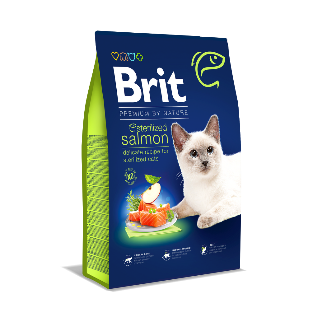 Brit Premium By Nature Somonlu Kısırlaştırılmış Yetişkin Kedi Maması 8Kg