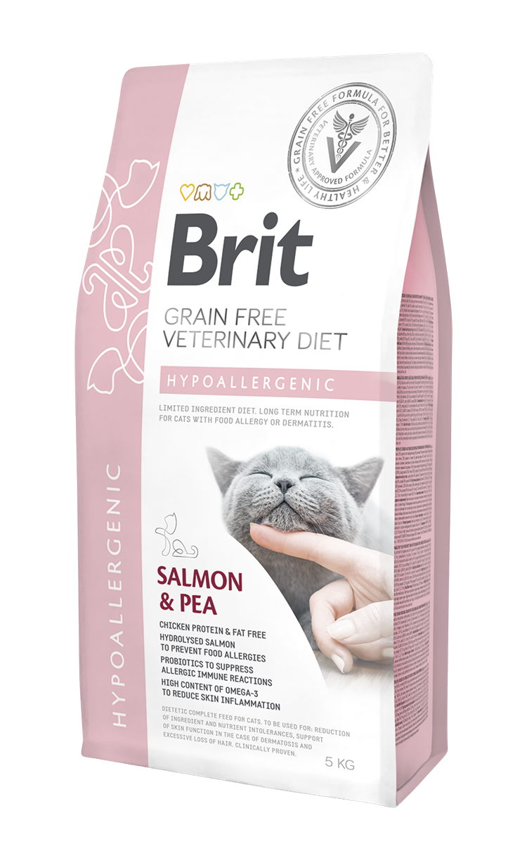 Brit Veterinary Diet Hipoalerjenik Dermatit ve Gıda Alerji Rahatsızlıkları İçin Tahılsız Yetişkin Kedi Maması 5Kg