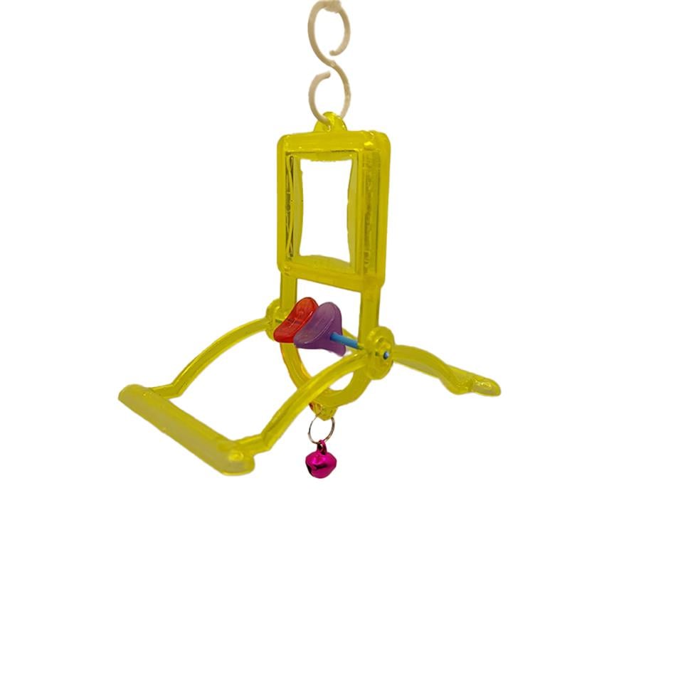 Can's Bird Renkli Şeffaf Aynalı Bombeli Salıncak Kuş Oyuncağı Sarı 