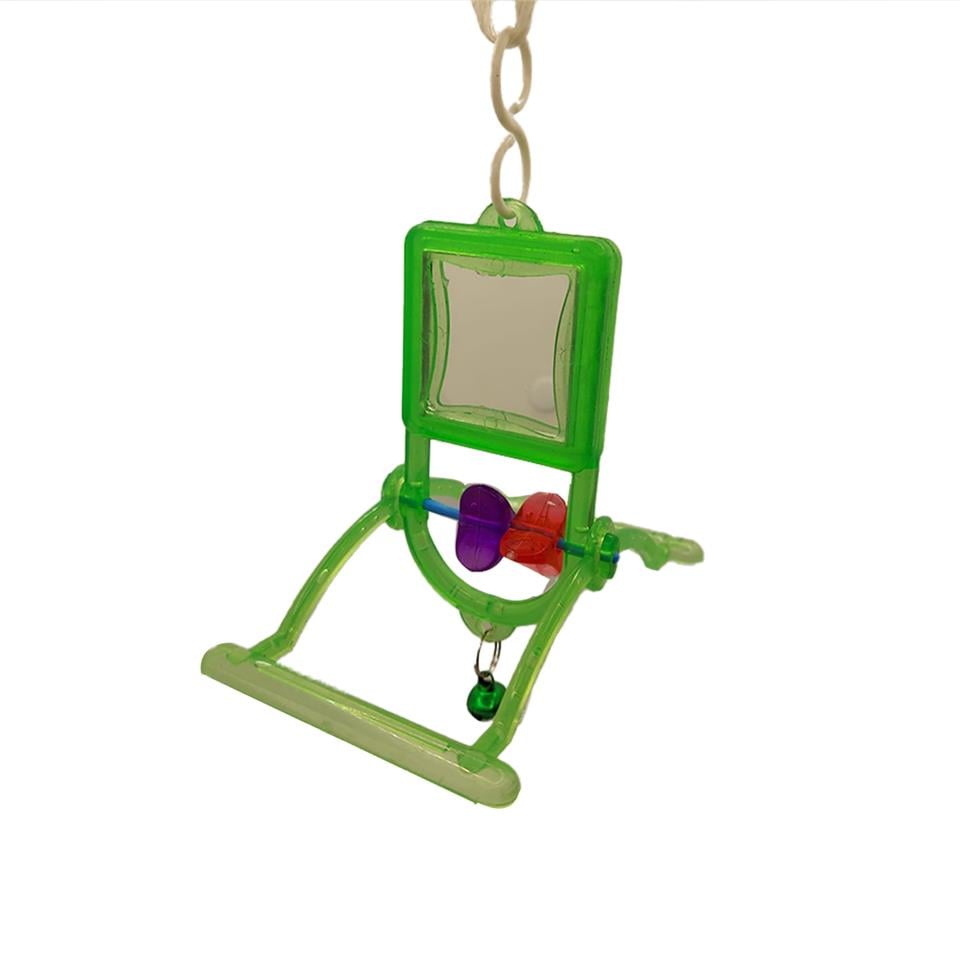 Can's Bird Renkli Şeffaf Aynalı Bombeli Salıncak Kuş Oyuncağı Yeşil