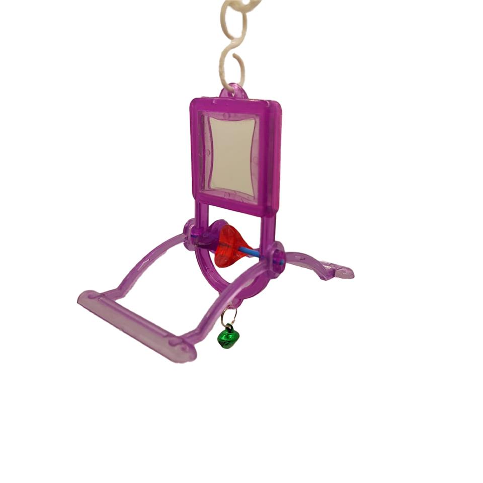 Can's Bird Renkli Şeffaf Aynalı Bombeli Salıncak Kuş Oyuncağı Mor