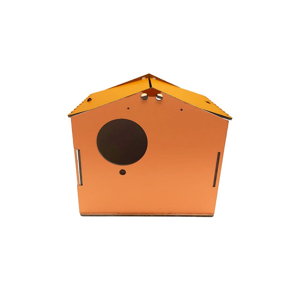 Çatılı Renkli Ahşap Kuş Yuvası Turuncu
