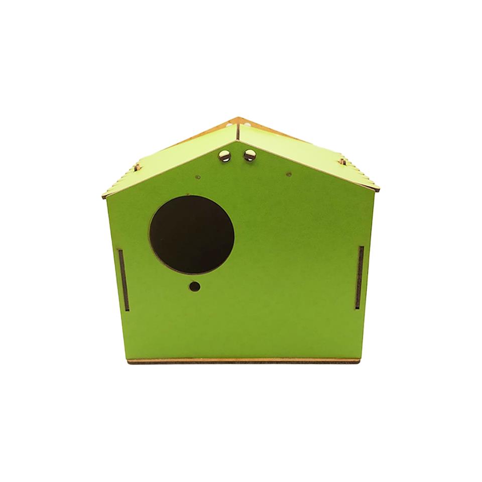 Çatılı Renkli Ahşap Kuş Yuvası Yeşil