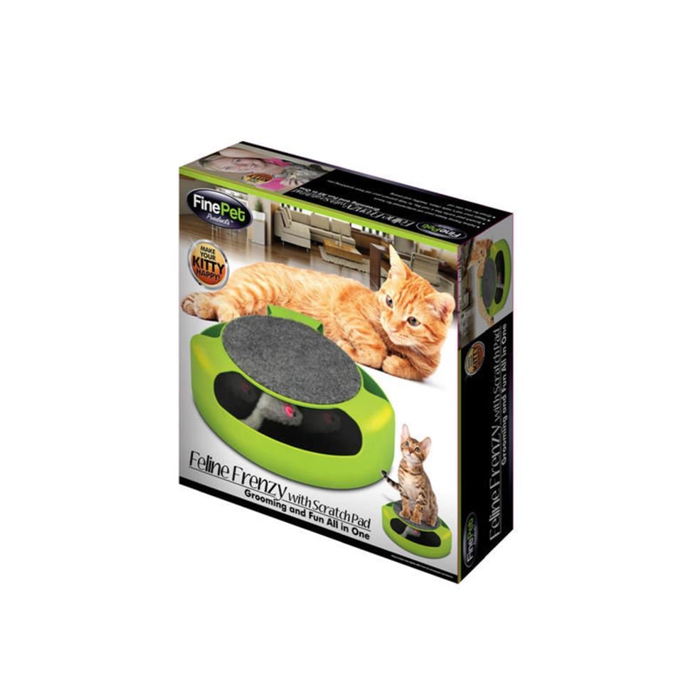 Dougez Feline Frenzy With Scratch Pad Hareketli Fare Yuvarlak Kedi Tırmalama Yeşil