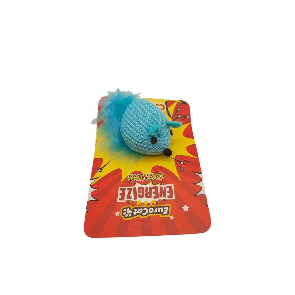 Eurocat Organic Catnipli Kedi Oyuncağı Tombik Örgü Fare Mavi