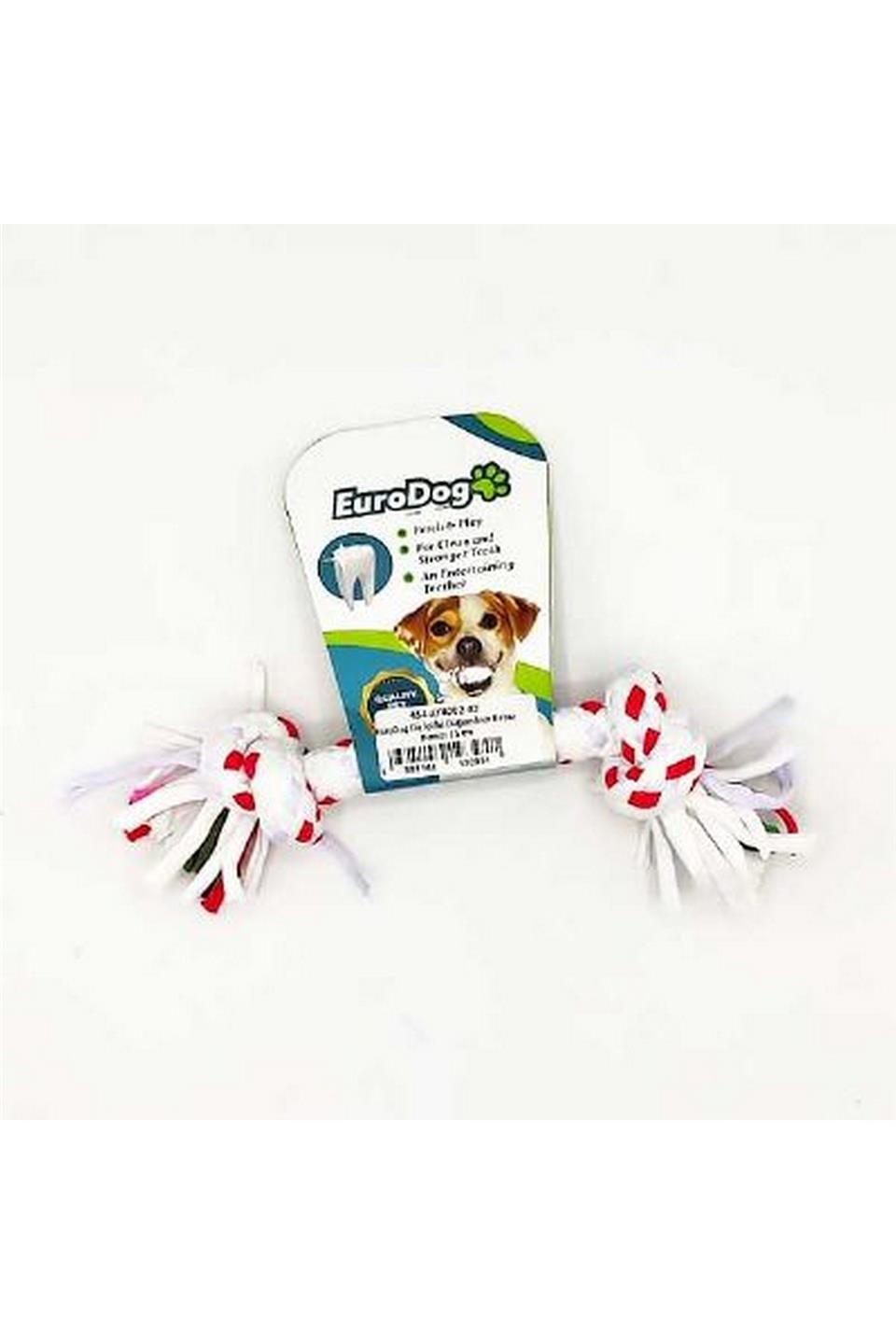 EuroDog Diş İpi İki Düğüm İnce Beyaz Kırmızı 15 cm