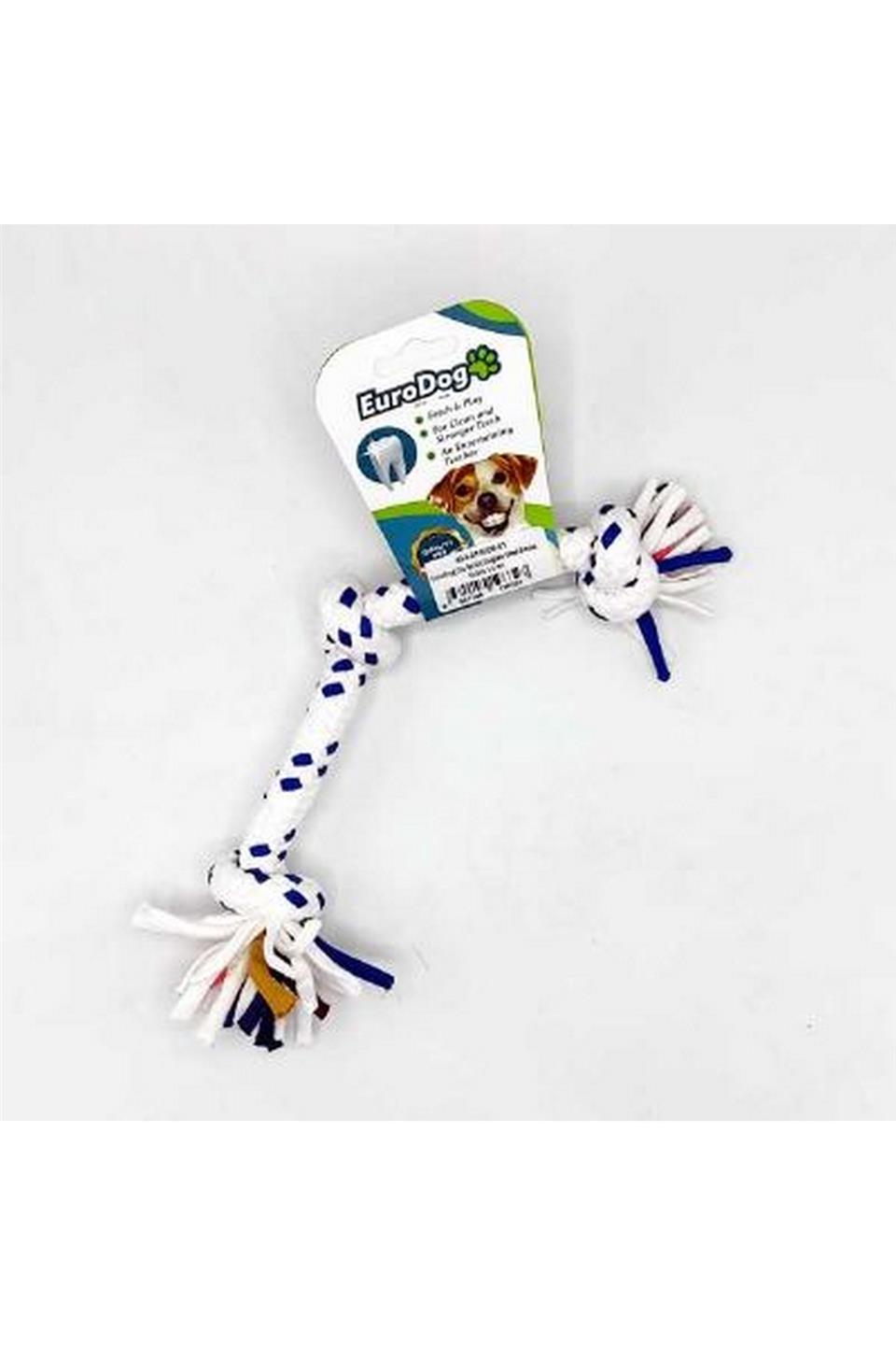 EuroDog Diş İpi Üç Düğüm Mavi Beyaz Nokta 15 cm