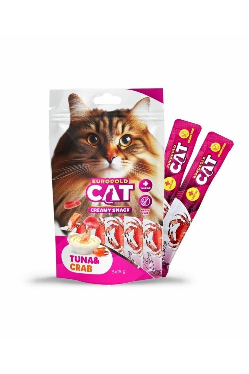 EuroGold Cat Creamy Ton - Yengeç Sıvı Kedi Ödül Maması  5x15Gr