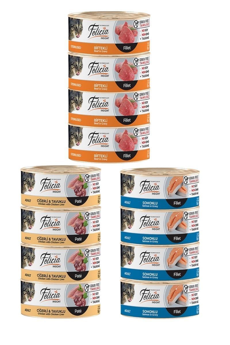 Felicia Tahılsız Yetişkin Kedi Konservesi - Karışık 85 Gr x 12 Adet