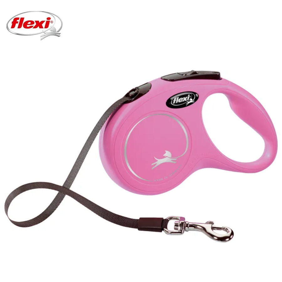 Flexi New Classic Otomatik Şeritli Köpek Gezdirme Kayışı 3Mt (XS) Pembe