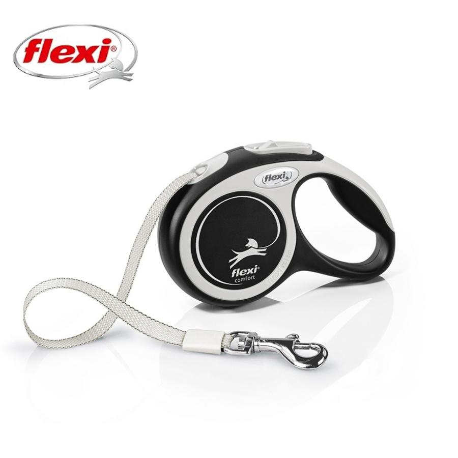 Flexi New Comfort Otomatik Şeritli Köpek Gezdirme Kayışı 5Mt (M) Siyah