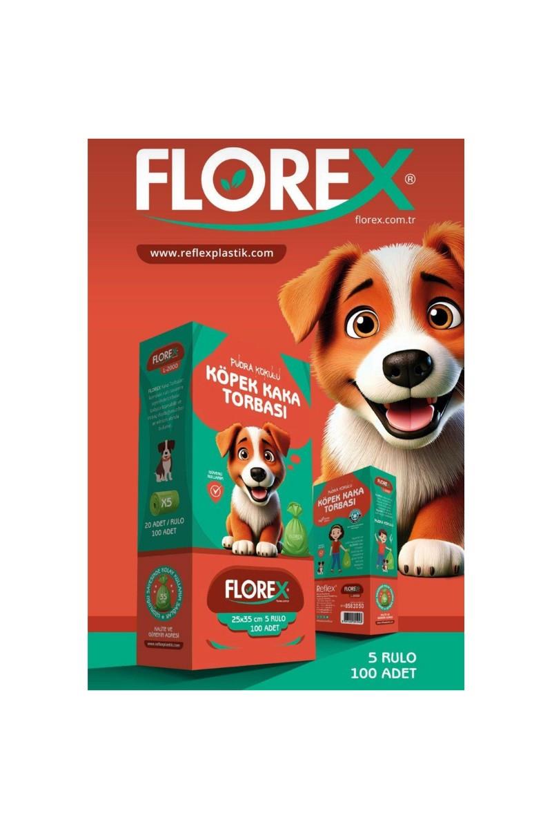 Florex Pudra Kokulu Köpek Kaka Torbası (5 Rulo/ 100 Adet)