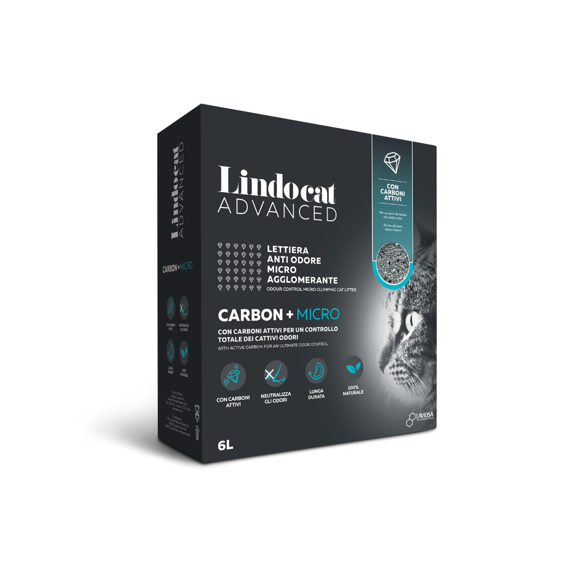 Lindocat Advanced Aktif Karbonlu Ekstra Topaklanan İnce Taneli Kedi Kumu 6L