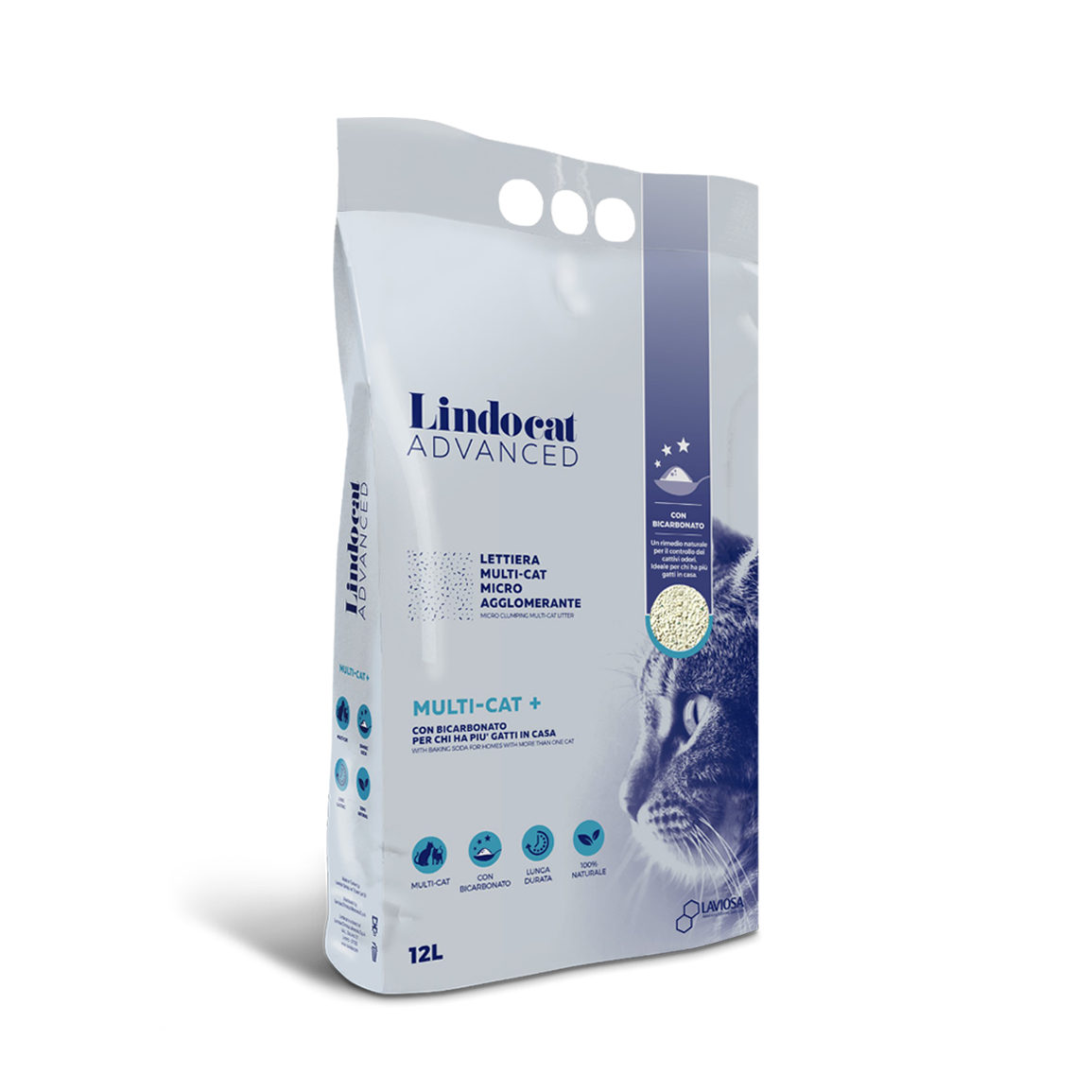 Lindocat Advanced Multicat Koku Önleyici ve Ekstra Güçlü Topaklanan Kedi Kumu 12L