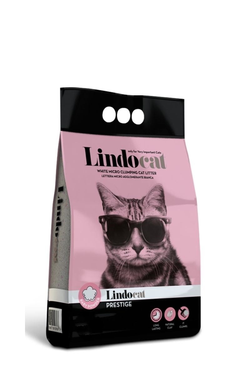 Lindocat Prestige Pembe taneli ve Bebek Pudralı Kedi Kumu 5L