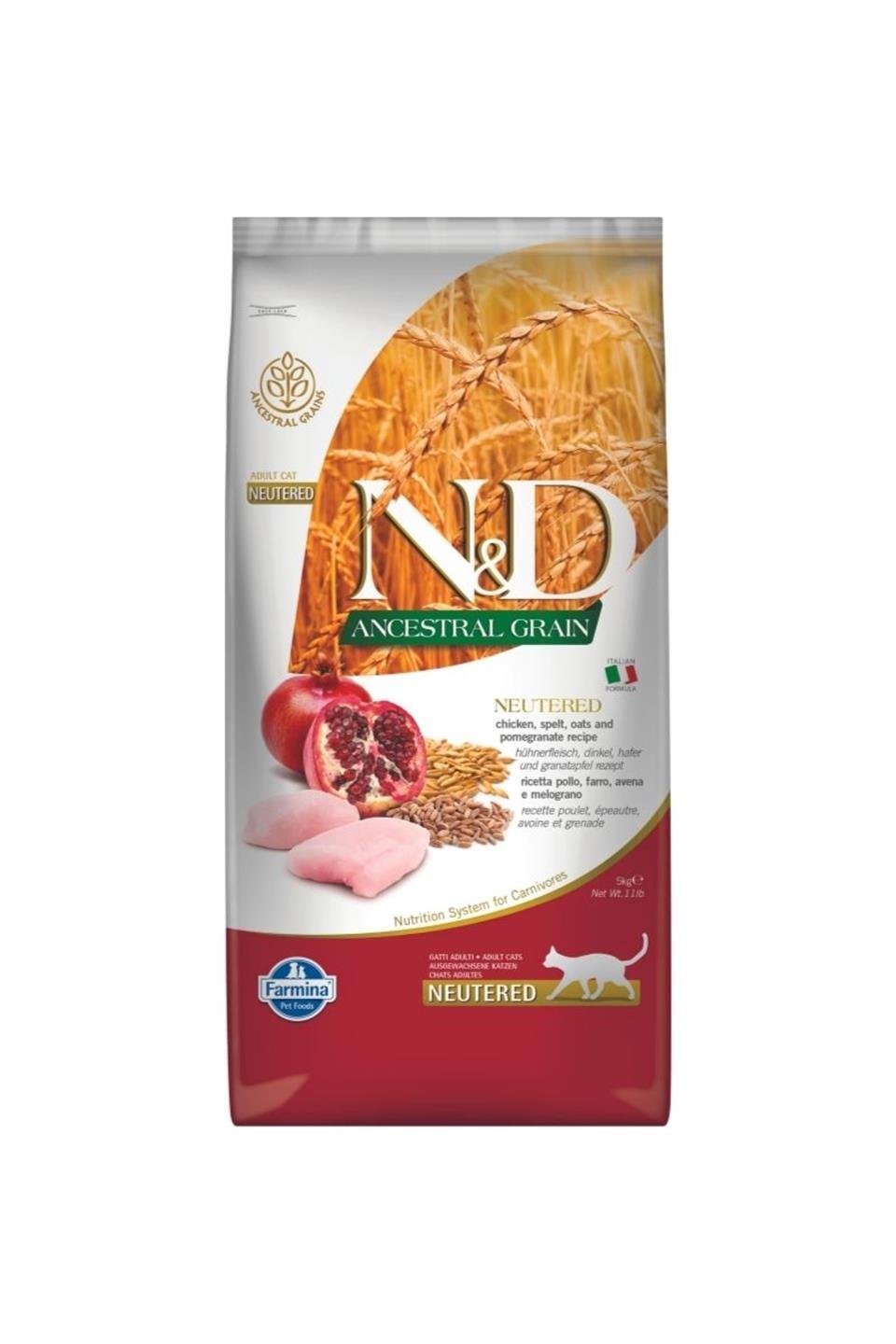 N&D Ancestral Grain Tavuklu Kısırlaştırılmış Yetişkin Kedi Maması 5 Kg