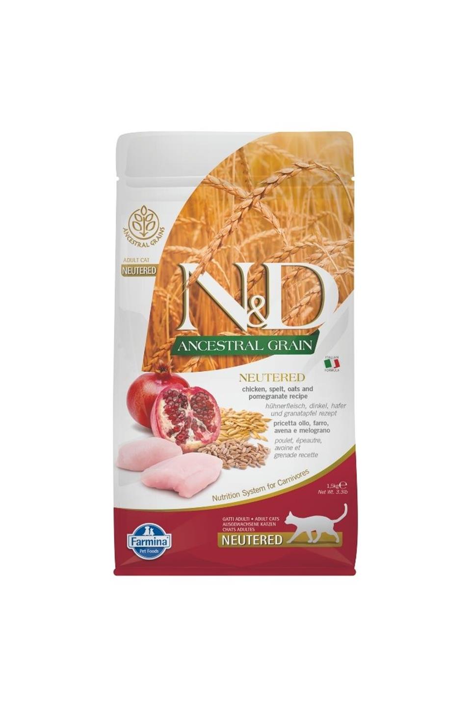 N&D Ancestral Grain Tavuklu Kısırlaştırılmış Yetişkin Kedi Maması 1,5 Kg