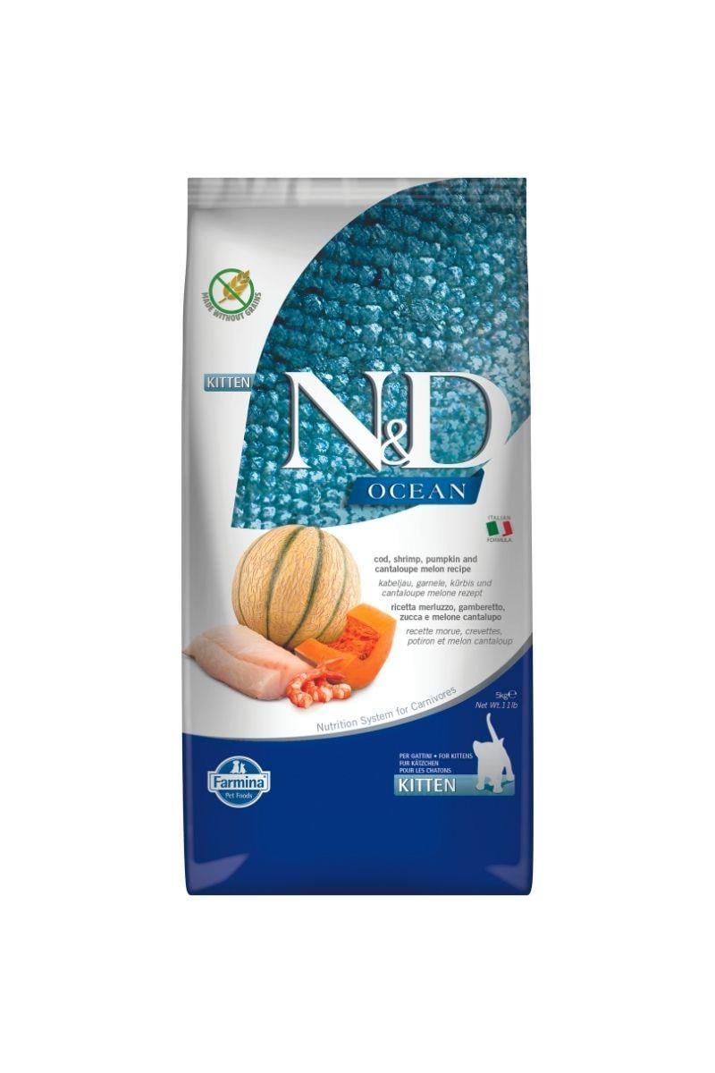 N&D Ocean Morina Balığı, Karides & Kavun Yavru Kedi Maması 5 Kg