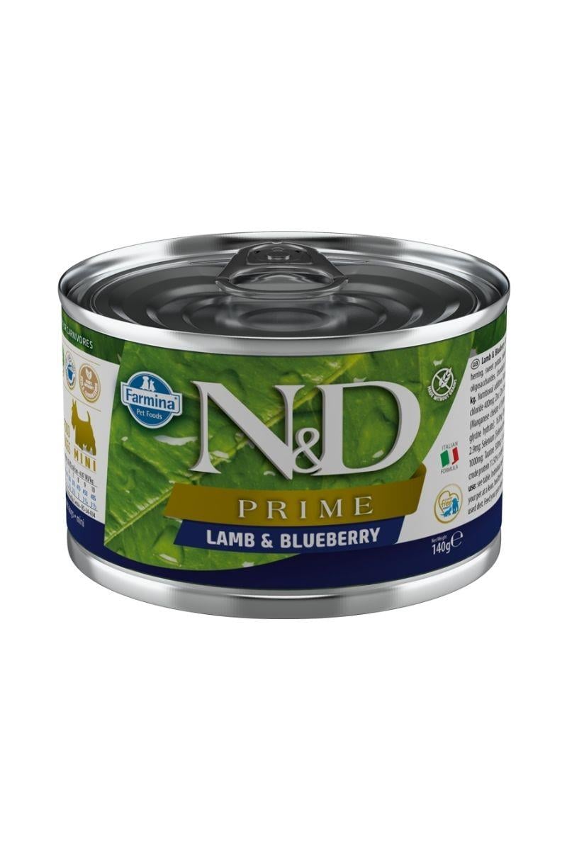 N&D Prime Kuzu ve Yabanmersinli Tahılsız Mini Irk Yetişkin Köpek Konservesi 140 Gr