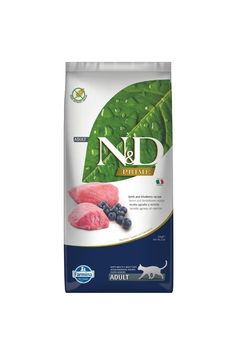 N&D Prime Tahısız Kuzu & Yabanmersinli Yetişkin Kedi Maması 10 Kg