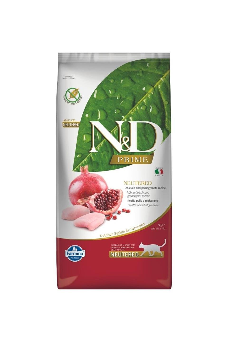 N&D Prime Tahısız Tavuk & Nar Kısırlaştırılmış Yetişkin Kedi Maması 5 Kg