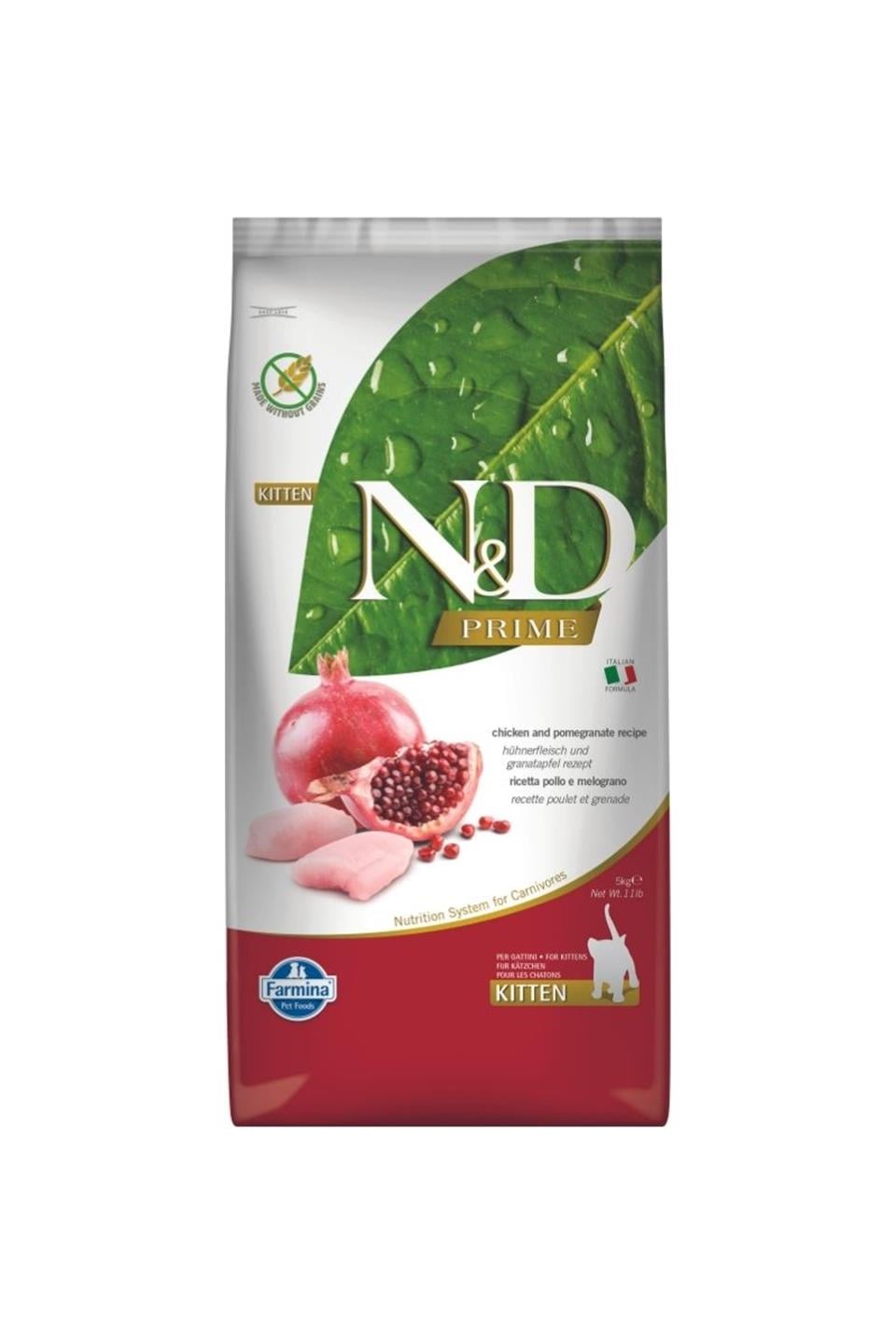 N&D Prime Tahısız Tavuk & Nar Yavru Kedi Maması 5 Kg