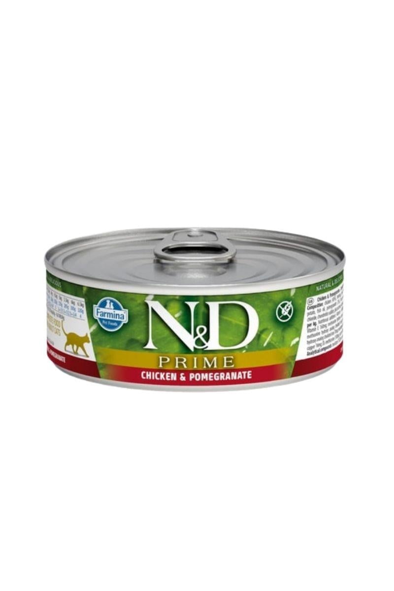 N&D Prime Tahısız Tavuk & Nar Yetişkin Kedi Yaş Maması 70 Gr