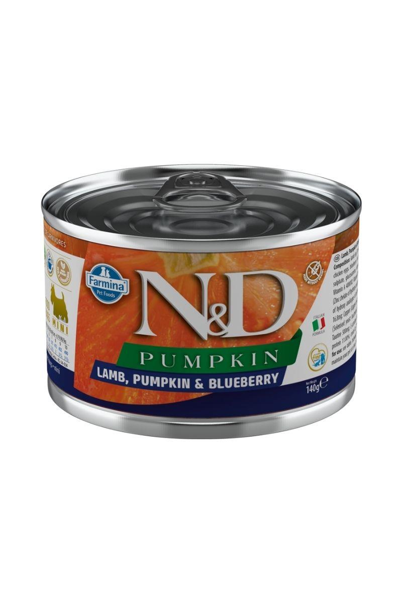 N&D Pumpkin Kuzu ve Yabanmersinli Tahılsız Mini Irk Yetişkin Köpek Konservesi 140 Gr