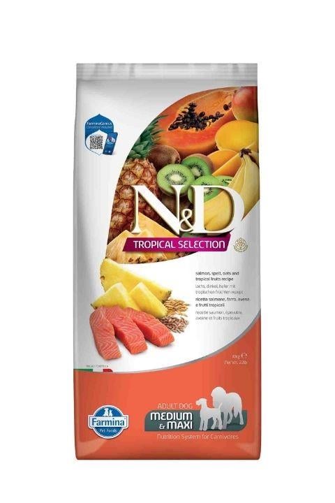 N&D Tropical Selection Somonlu Orta ve Büyük Irk Yetişkin Köpek Maması 10 Kg