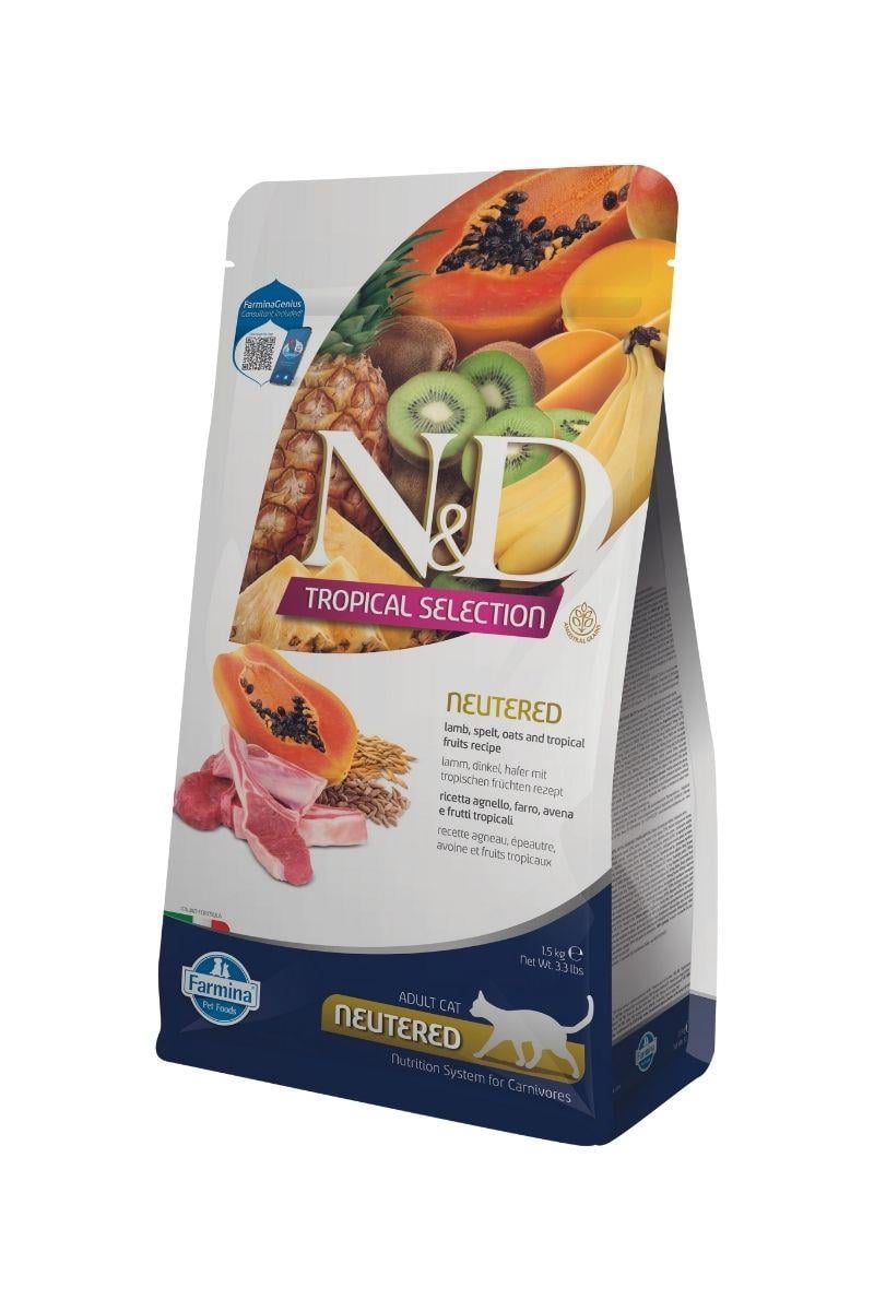 N&D Tropikal Selection Kuzulu Kısırlaştırılmış Yetişkin Kedi Maması 1,5 Kg