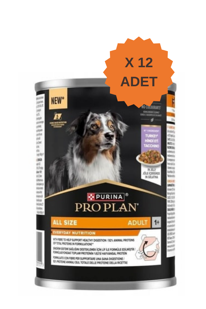 Pro Plan All Size Jelly Hindili Köpek Yaş Maması 400Gr X 12 Adet