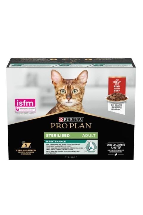 Pro Plan Maintenance Pouch Sığır Etli Kısırlaştırılmış Yetişkin Kedi Yaş Maması 85Gr x 10 Adet
