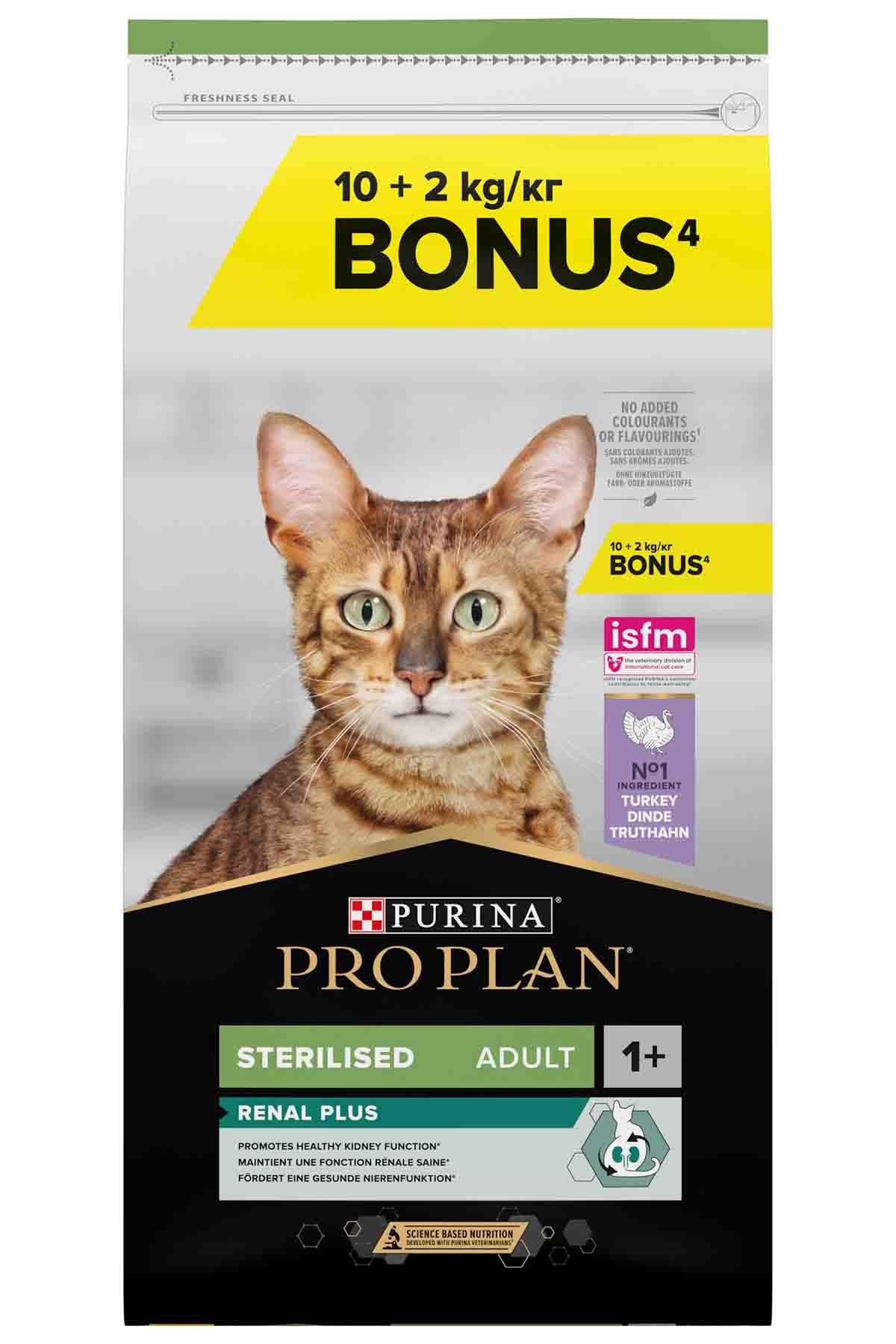 Pro Plan Renal Plus Sterilised Hindili Kısırlaştırılmış Yetişkin Kedi Maması 10 Kg + 2 Kg Hediye