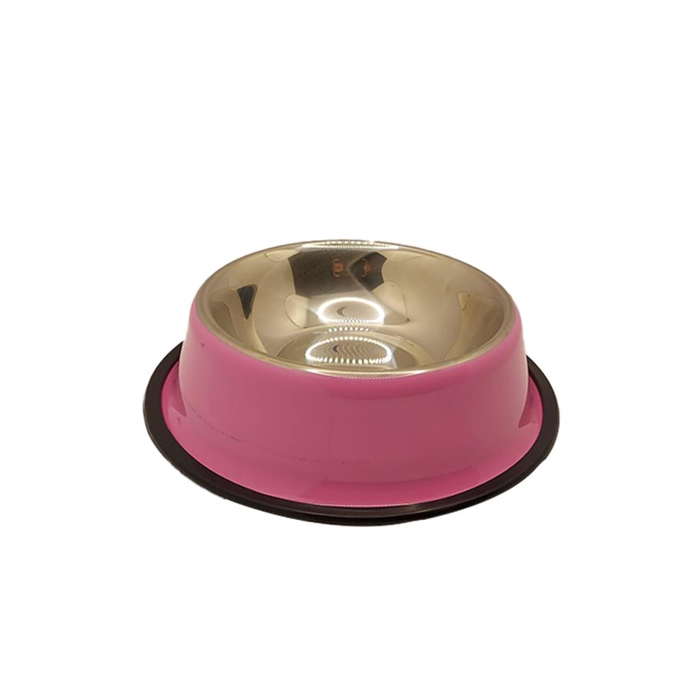 Renkli Çelik Mama ve Su Kabı Pembe 460 Ml