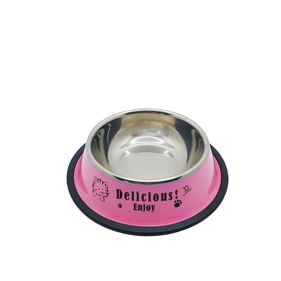 Resimli Çelik Mama ve Su Kabı Pembe 230 Ml 