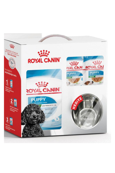 Royal Canin Mini Pupy Yavru Köpek Maması 2 Kg ve 6 Adet Yaş Mama + Mama Kabı Hediyeli