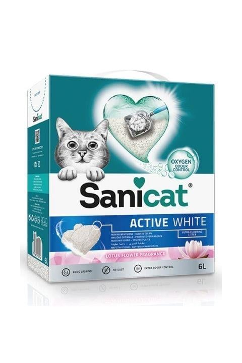Sanicat Active White Lotus Çiçeği Kokulu Süper Topaklanan Kedi Kumu 6Lt